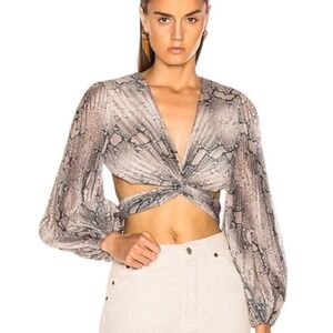 Zimmermann Corsage Pleat Bodice Python Print Wrap Top US 8/AU 2